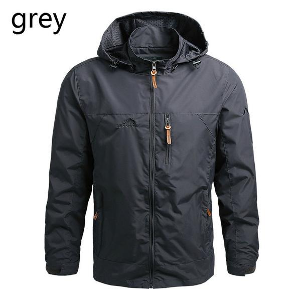 2021 mode Marke Wasserdichte Jacke Regenmantel herren Sportswear Outdoor Mit Kapuze Soft Shell Jacke Regendicht Jacke XXXXXL grau von Joom DACH