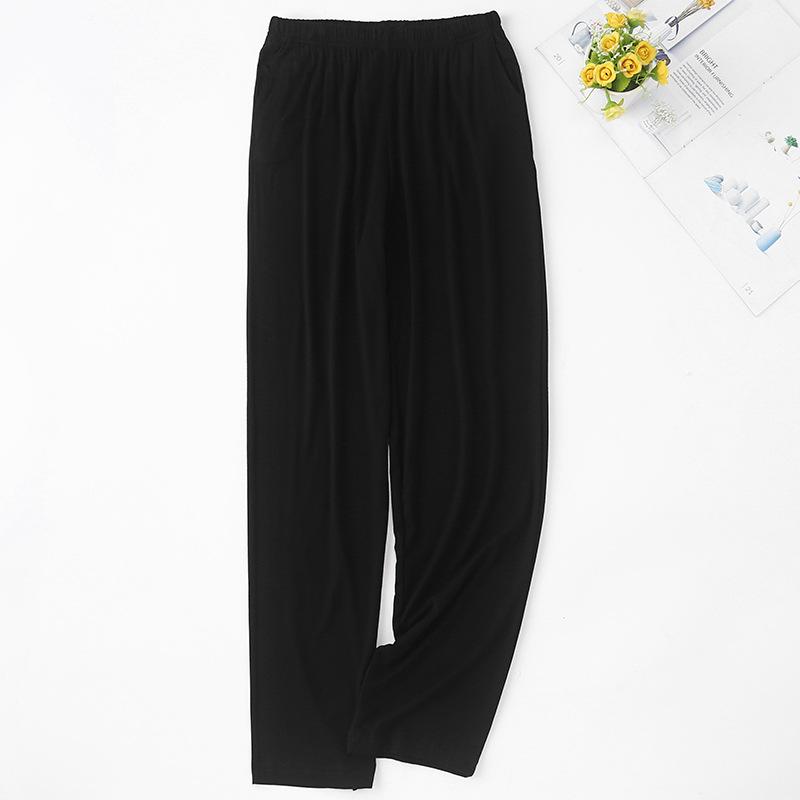 2021 neue Herren Damen Modal Schlafhose Pyjama Sommer Freizeithose Hose Weiche Hochflexible Hose mit geradem Bein Homewear Schlaf-Pyjama-Hose 6XL schwarz von Joom DACH