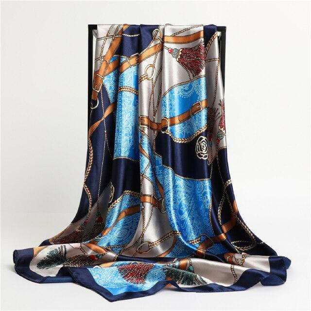 2021 seide Schal Quadrat Schal Für Frauen Drucken Stirnband Foulard Satin Hijab Haar Bands Halstuch Weibliche Kopf Wraps Bandana 90x90cm von Joom DACH