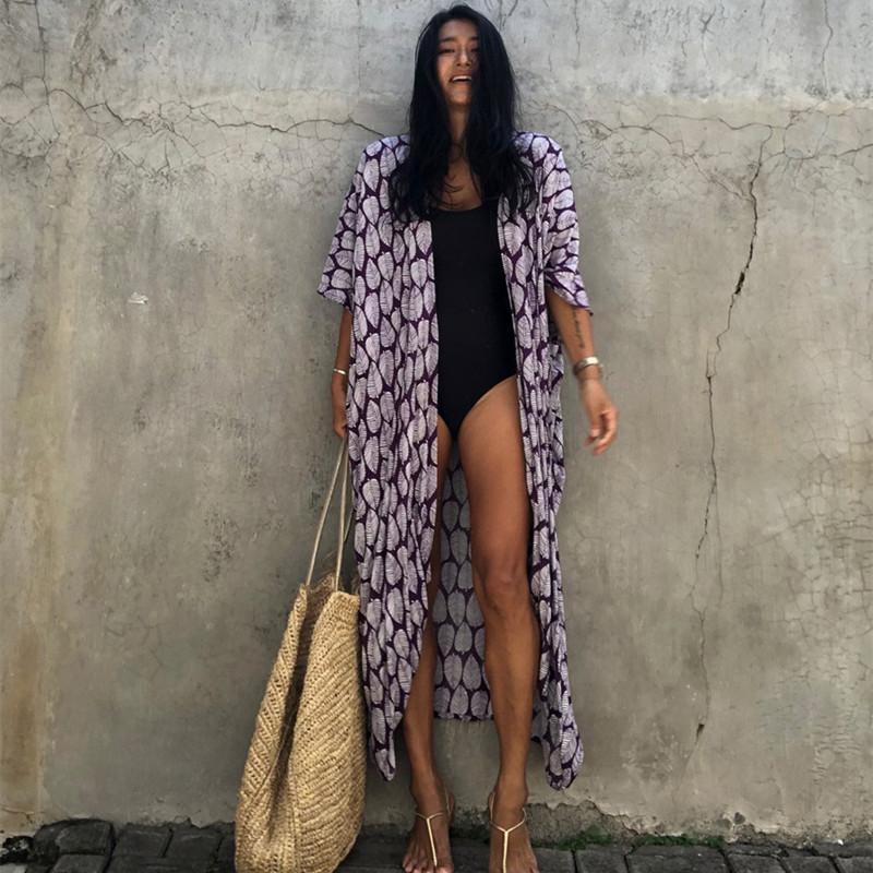 2022 Bikini Cover-ups Schwarz Retro Gestreift Selbst Gürtel Plus Größe Frauen Sommer Kimono Kleid Strand Tragen Badeanzug Cover Up q1225 One Size von Joom DACH