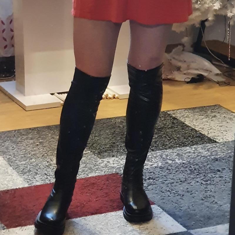 2022 Outwear Neue Frau Stiefel Mode Lange Stiefel Mode Winter Damen Oberschenkel Hohe Stiefel Chunky Heels Über Das Knie Stiefel frauen Schuhe Weibliche 41 schwarz von Joom DACH