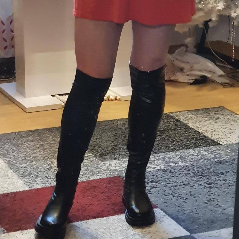 2022 Outwear Neue Frau Stiefel Mode Lange Stiefel Mode Winter Damen Oberschenkel Hohe Stiefel Chunky Heels Über Das Knie Stiefel frauen Schuhe Weibliche 41 schwarz von Joom DACH