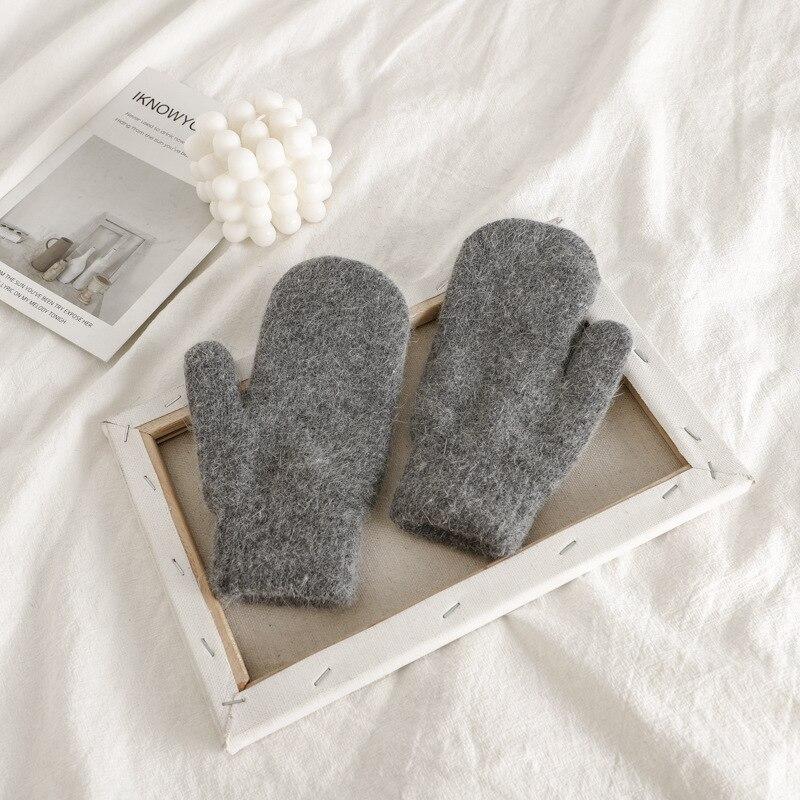 2022 Winter Warm halten Plus Feste Elastizität Weiche Vollfinger Fäustlinge Handschuhe für Frauen Gestrickte Süße Handschuhe One Size dunkelgrau von Joom DACH