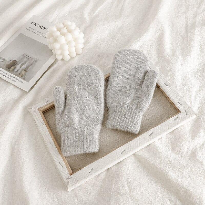 2022 Winter Warm halten Plus Feste Elastizität Weiche Vollfinger Fäustlinge Handschuhe für Frauen Gestrickte Süße Handschuhe One Size graue von Joom DACH
