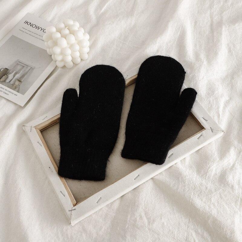 2022 Winter Warm halten Plus Feste Elastizität Weiche Vollfinger Fäustlinge Handschuhe für Frauen Gestrickte Süße Handschuhe One Size schwarz von Joom DACH