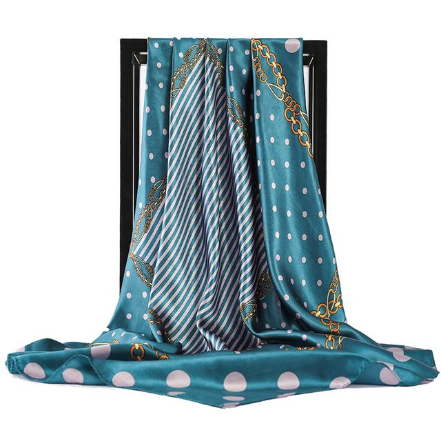 2022 neue Design 90*90cm Elegante Seide Schal Platz Satin Frauen Kopf Haar Weibliche Büro Dame Schal Chiffon foulard Bandana Schalldämpfer 90X90cm von Joom DACH