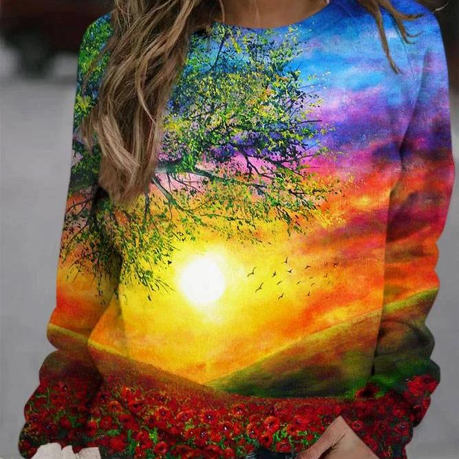 2022 neue herbst sommer Sweatshirt frauen 3D gedruckt laub trend casual pullover Y2K kleidung Sweatshirt rundhals Pullover 2XL von Joom DACH