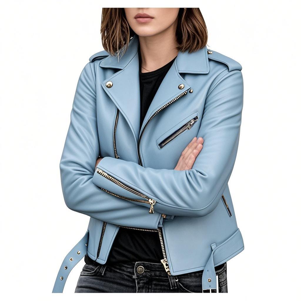 2023 Damen Slim Fit PU Leder Motorradjacke - Kurz, Koreanischer Stil für Frühling, Herbst und Winter 5XL von Joom DACH