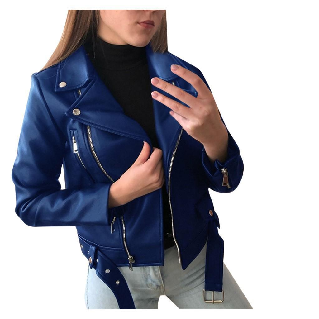 2023 Damen Slim Fit PU Leder Motorradjacke - Kurz, Koreanischer Stil für Frühling, Herbst und Winter M von Joom DACH