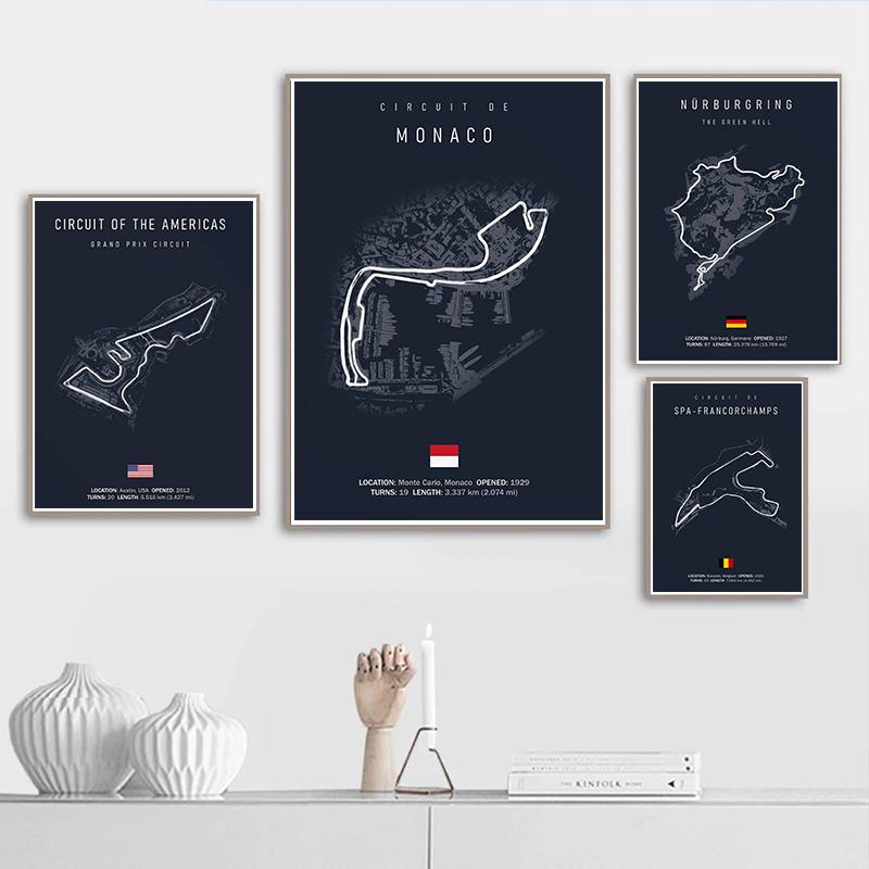2023 F1 Imola Monaco Zandvoort Track Circuit Park Leinwand Malerei Wand Kunst F1 Auto Poster Ästhetische Motorsport Zimmer Dekor Kein Rahmen 40*60cm No Frame von Joom DACH