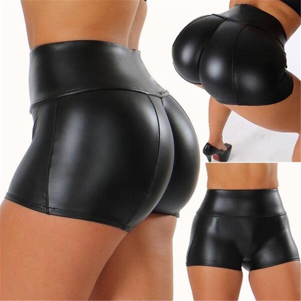 2023 Grenzüberschreitende Stilvolle Damen PU Leder Shorts und Enge Leggings XL (55-65 kg) schwarz von Joom DACH