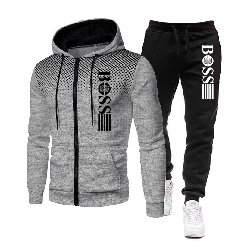 2023 Herren Trendiger Reißverschluss-Hoodie Trainingsanzug Set - Herbst/Winter Lässiger Print L von Joom DACH