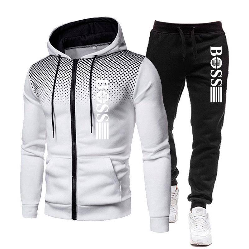 2023 Herren Trendiger Reißverschluss-Hoodie Trainingsanzug Set - Herbst/Winter Lässiger Print M von Joom DACH