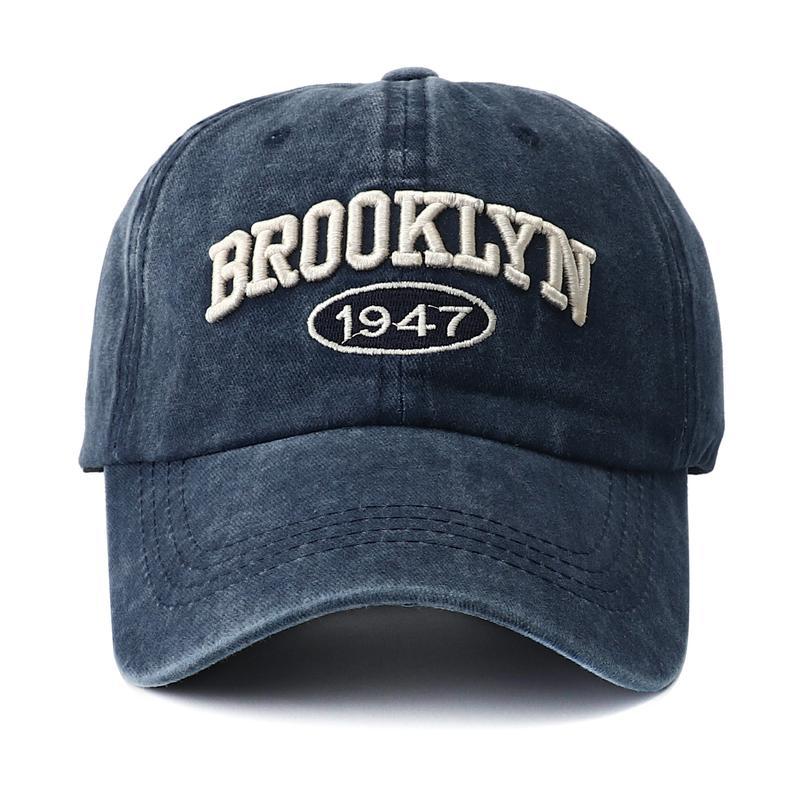 2023 Hochwertiger Snapback-Hut mit Brooklyn-Stickerei für Männer, Vintage, schwarz-grün gewaschene Baseball-Caps für Frauen, Gorras Hombre Adjustable navy blau von Joom DACH
