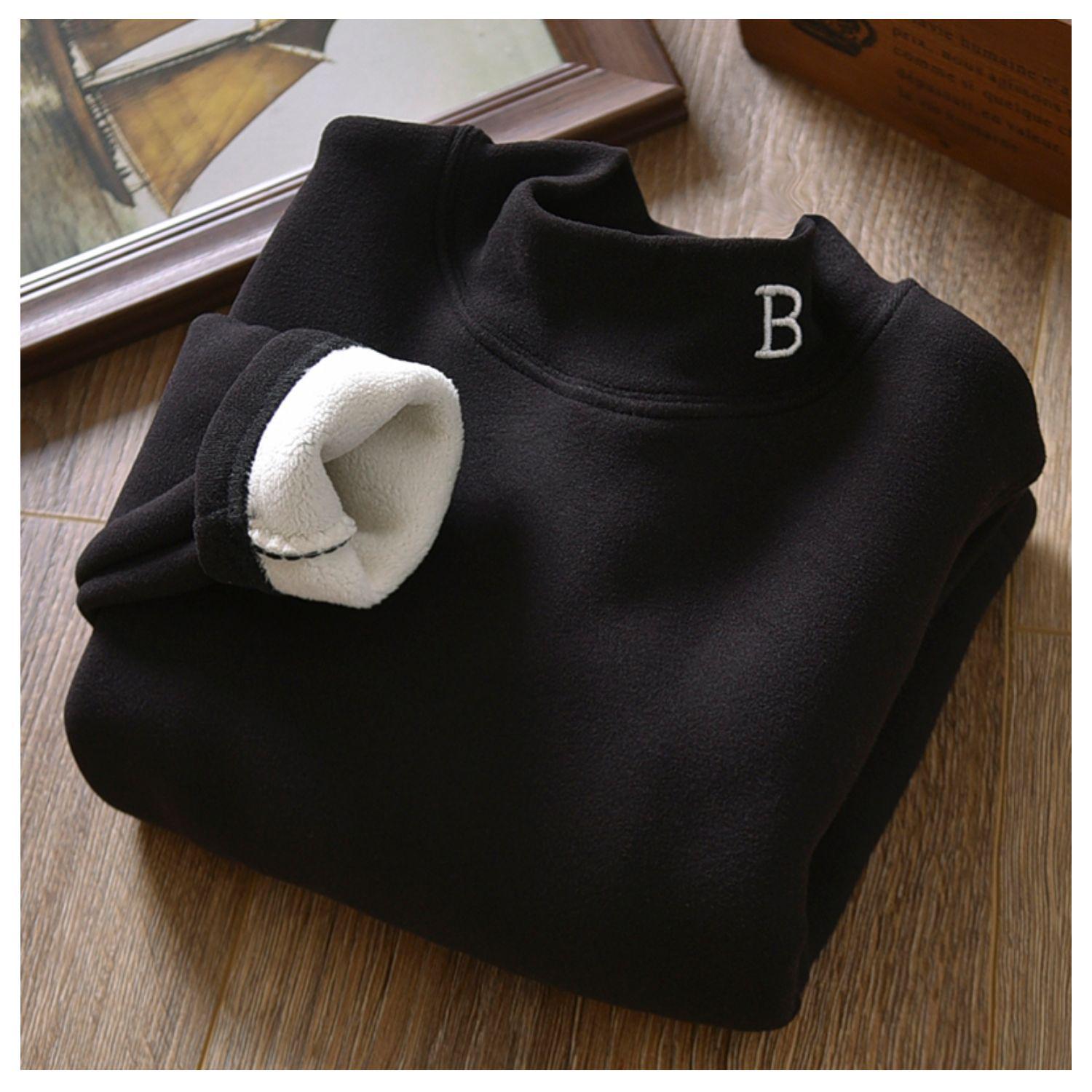 2023 Jungen Bestickte Samt Halbochkragen Warme Hemden für Herbst/Winter 120 von Joom DACH