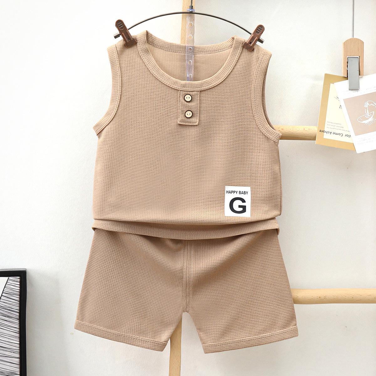 2023 Jungen Waffelweste und Shorts Set - Leichter Sommertrend 90 for 80-90cm von Joom DACH