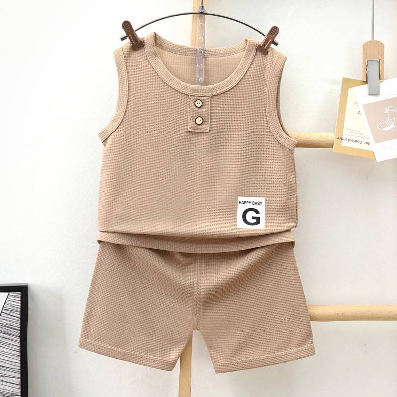 2023 Jungen Waffelweste und Shorts Set - Leichter Sommertrend 90 for 80-90cm von Joom DACH