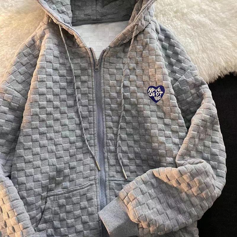 2023 Lockeres Waffel-Kapuzenpullover für Damen - All-Match-Langarm-Cardigan im koreanischen Stil M graue 2023 Lockeres Waffel-Kapuzenpullover für Damen - All-Match-Langarm-Cardigan im koreanischen Stil M graue von Joom DACH