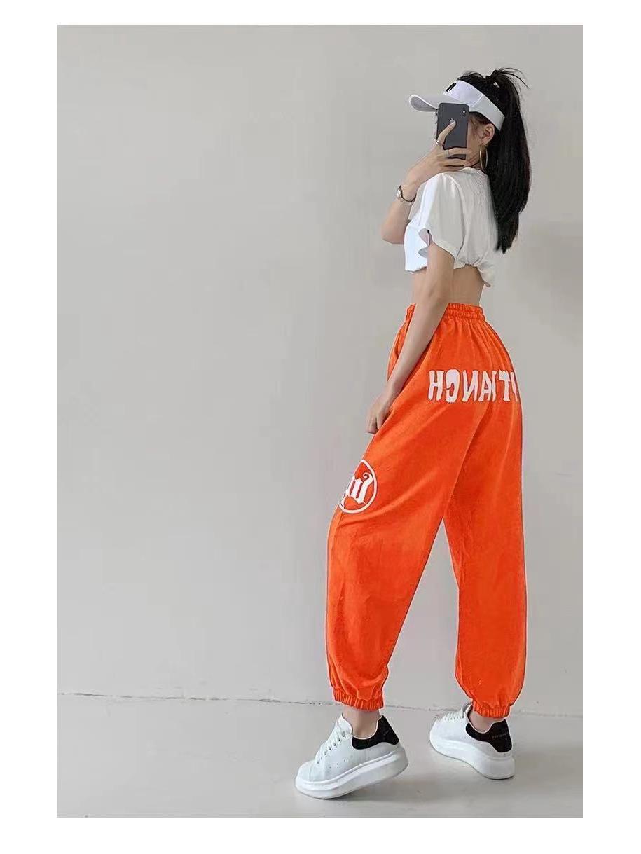 2023 Sommer Amerikanischen Stil frauen Lose Hip-Hop Jazz Dance Jogginghose Large orange von Joom DACH