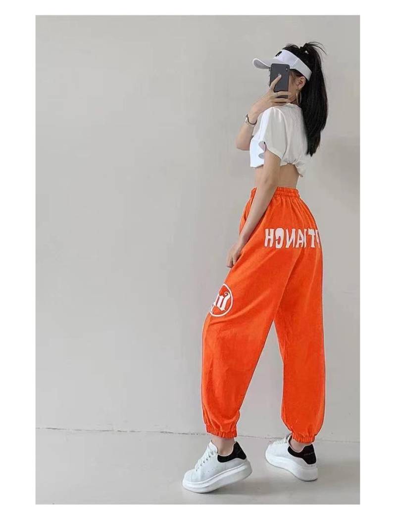 2023 Sommer Amerikanischen Stil frauen Lose Hip-Hop Jazz Dance Jogginghose Large orange von Joom DACH