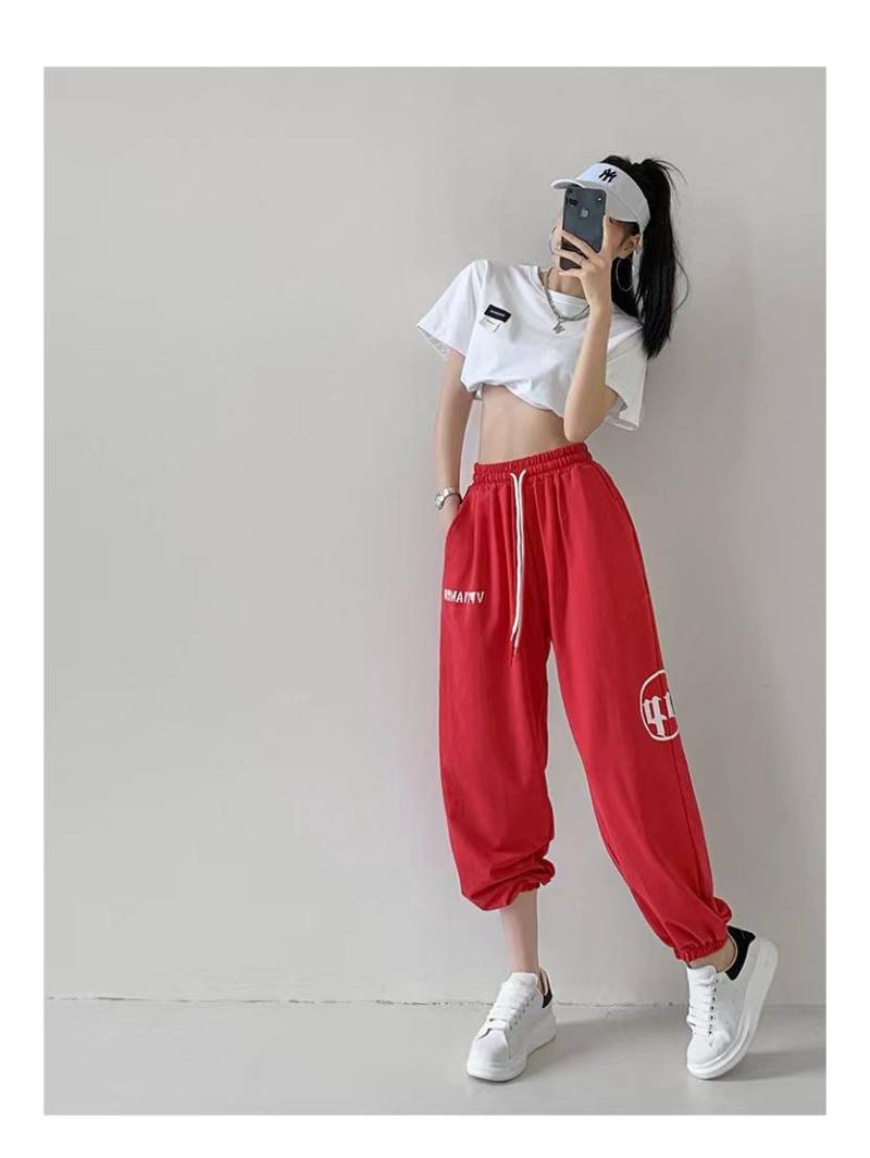 2023 Sommer Amerikanischen Stil frauen Lose Hip-Hop Jazz Dance Jogginghose Medium rot von Joom DACH