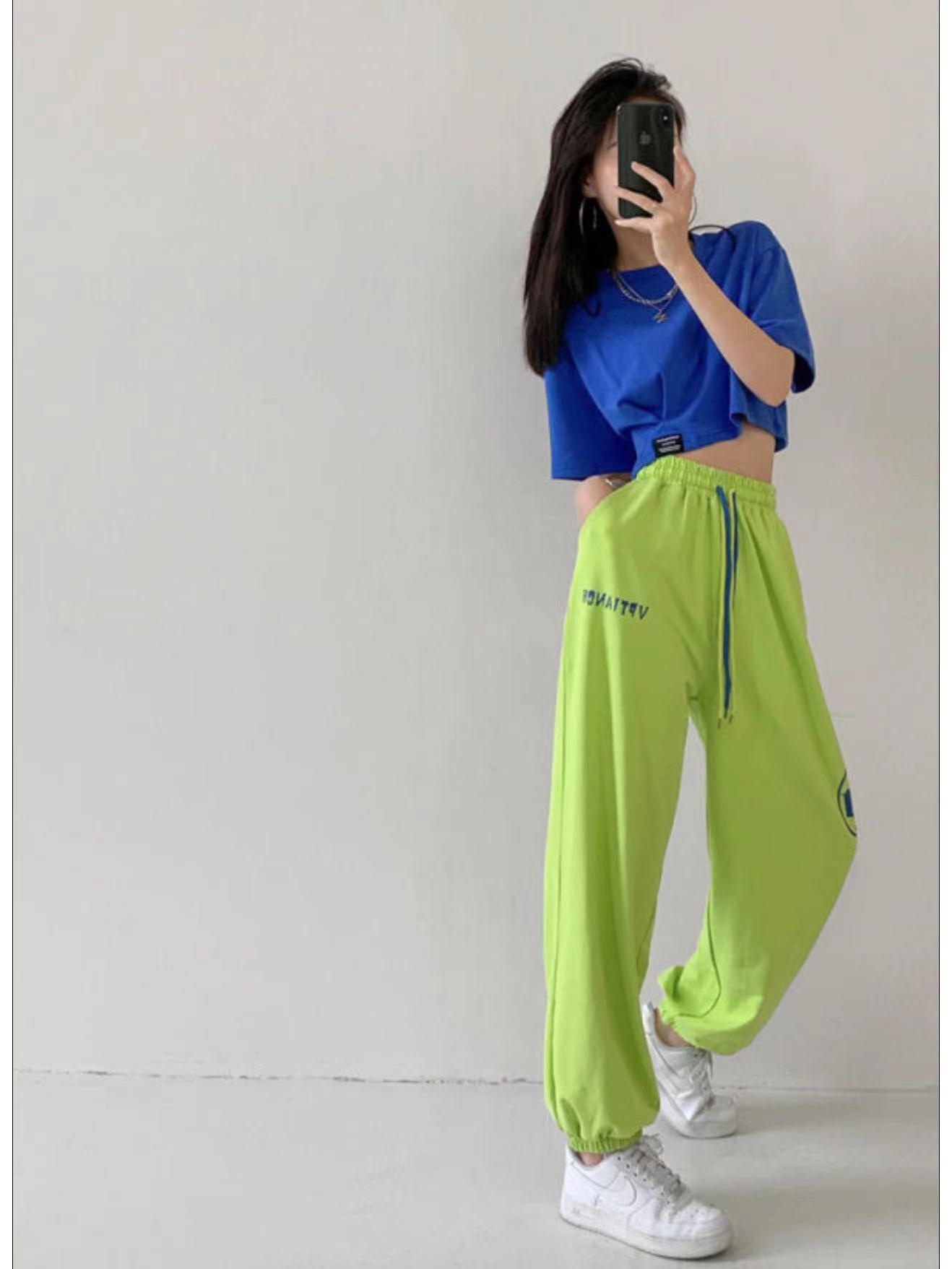 2023 Sommer Amerikanischen Stil frauen Lose Hip-Hop Jazz Dance Jogginghose Small grün von Joom DACH