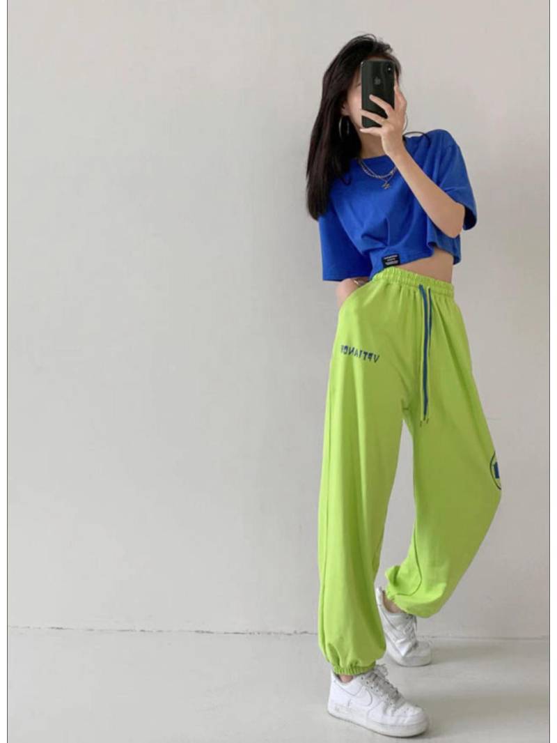 2023 Sommer Amerikanischen Stil frauen Lose Hip-Hop Jazz Dance Jogginghose Small grün von Joom DACH