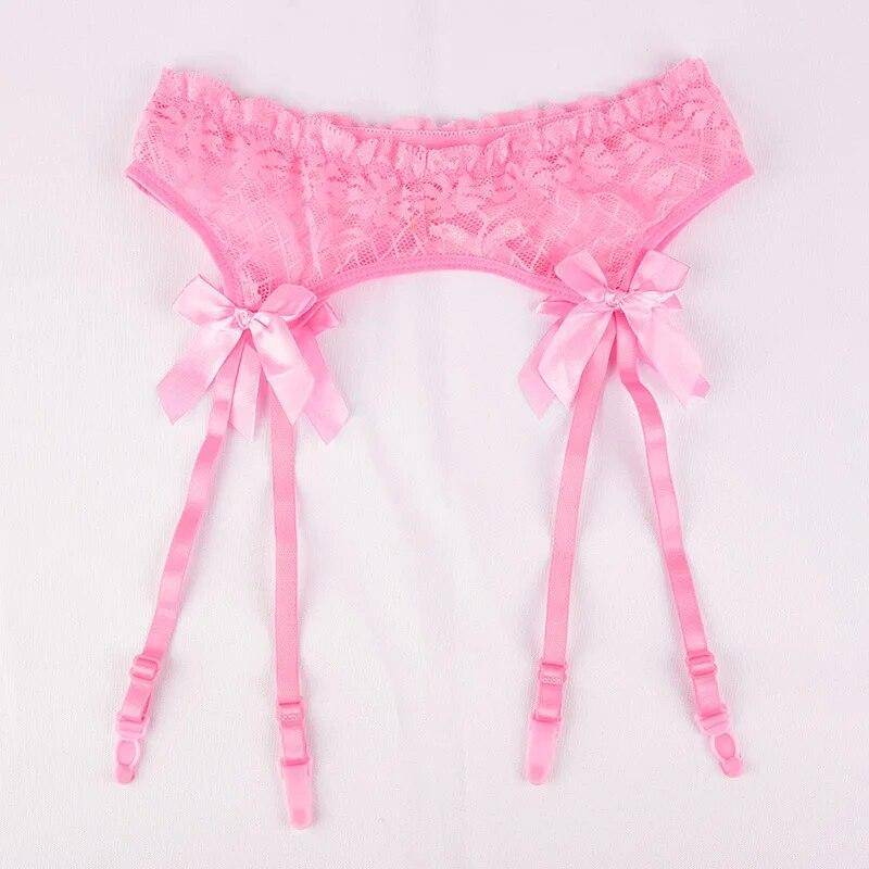 2023 Transparente Spitze Ligas Sexy Top Strümpfe Strumpfgürtel Strümpfe Bondage Dessous Strumpfgürtel Hosenträger Set One Size rosa von Joom DACH