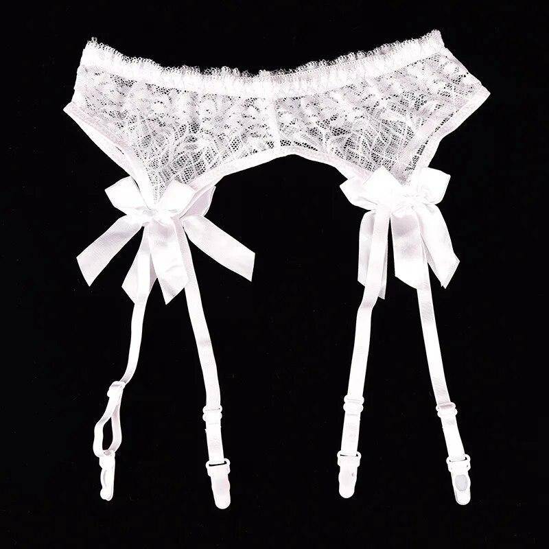 2023 Transparente Spitze Ligas Sexy Top Strümpfe Strumpfgürtel Strümpfe Bondage Dessous Strumpfgürtel Hosenträger Set One Size weiß von Joom DACH