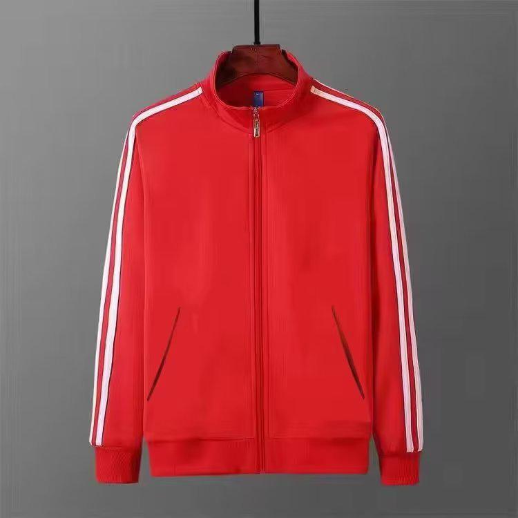 „2023 Unisex Stehkragen Drei-Balken Sweatshirt – Trendy Frühling/Herbst Sportjacke für Damen und Herren“ XL rot von Joom DACH