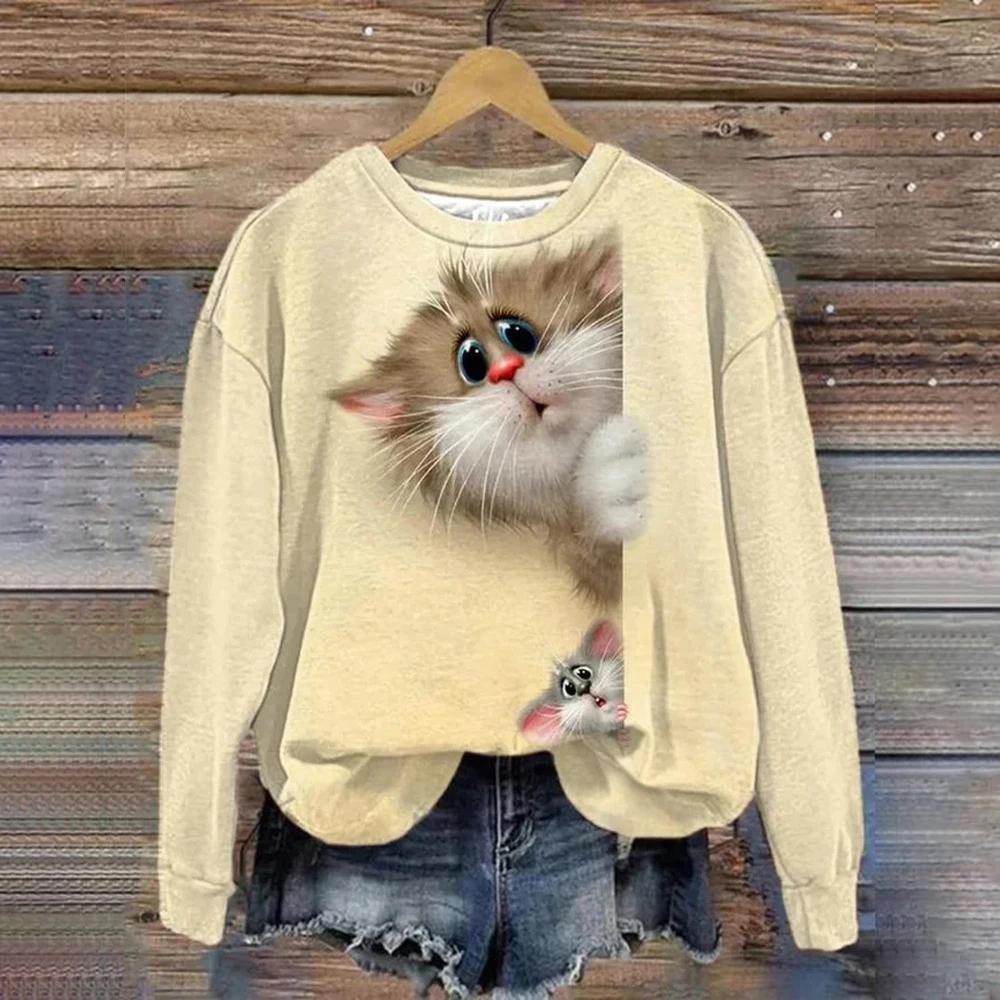 2023 herbst Lustige 3d Druck Katze Frauen Hässliche Weihnachten Pullover Jumper Tops Urlaub Partei Pullover Sweatshirt Tops XL von Joom DACH