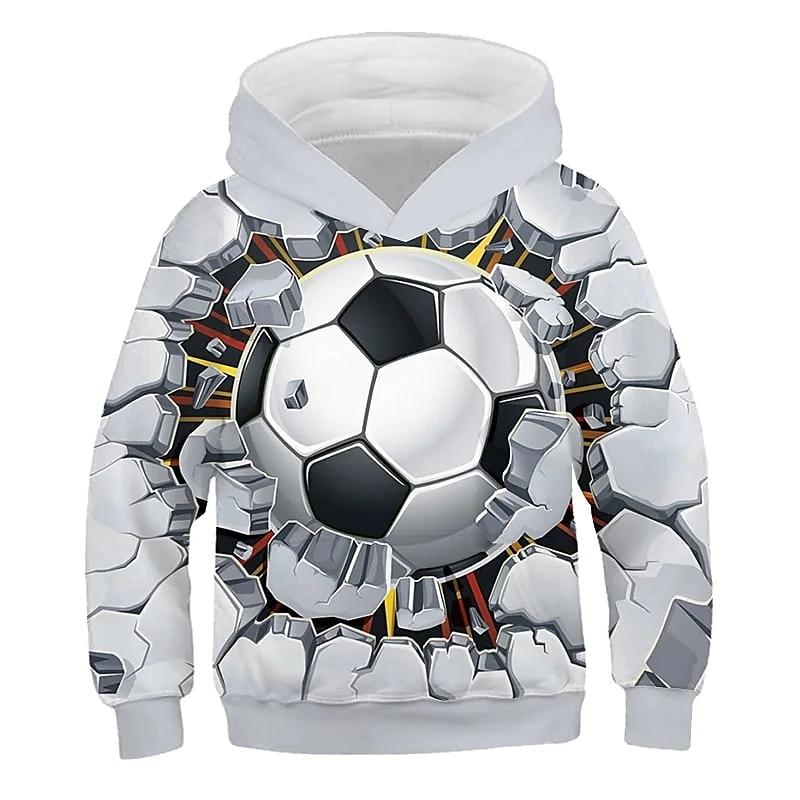 2023 herbst Winter Kinder Jungen Hoodie Langarm 3D Druck Fußball Mädchen Freizeit Sweatshirt Täglichen Aktive mode Streetwear Sport 110 von Joom DACH
