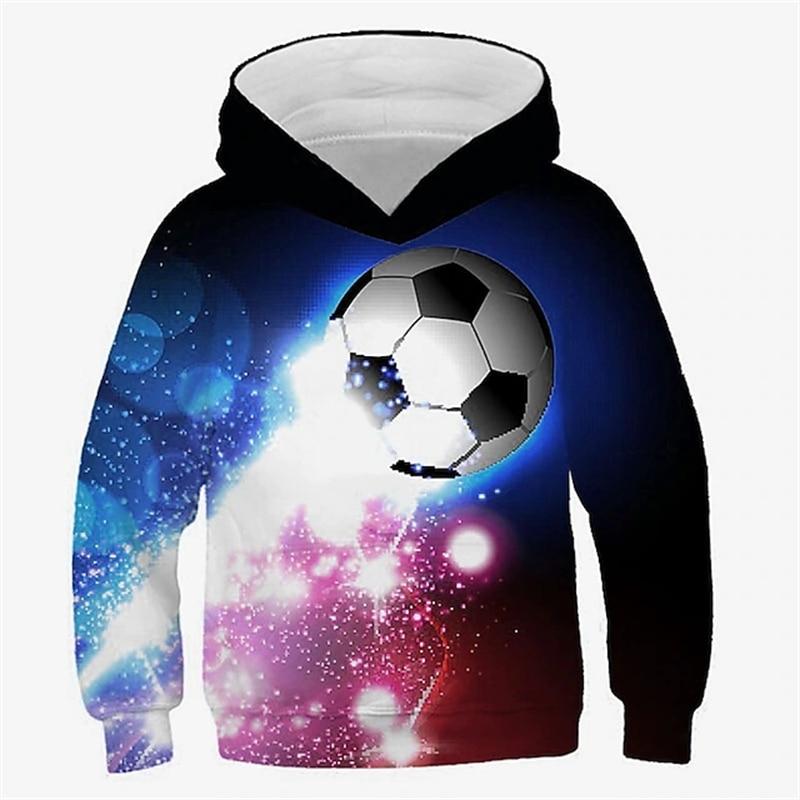 2023 herbst Winter Kinder Jungen Hoodie Langarm 3D Druck Fußball Mädchen Freizeit Sweatshirt Täglichen Aktive mode Streetwear Sport 120 von Joom DACH