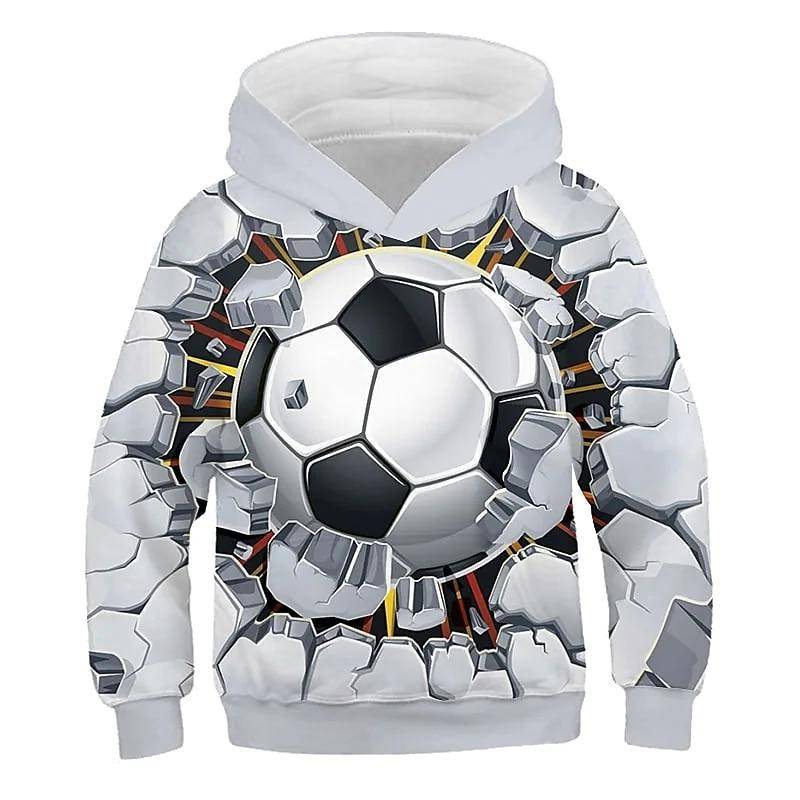 2023 herbst Winter Kinder Jungen Hoodie Langarm 3D Druck Fußball Mädchen Freizeit Sweatshirt Täglichen Aktive mode Streetwear Sport 120 von Joom DACH