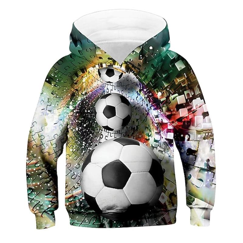 2023 herbst Winter Kinder Jungen Hoodie Langarm 3D Druck Fußball Mädchen Freizeit Sweatshirt Täglichen Aktive mode Streetwear Sport 130 von Joom DACH