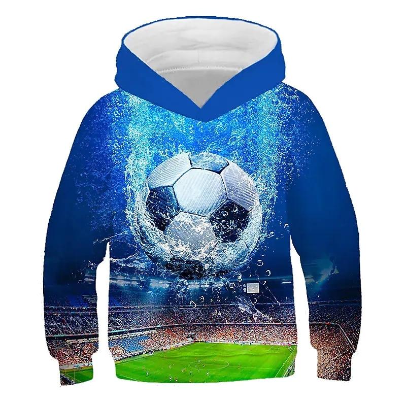 2023 herbst Winter Kinder Jungen Hoodie Langarm 3D Druck Fußball Mädchen Freizeit Sweatshirt Täglichen Aktive mode Streetwear Sport 130 von Joom DACH
