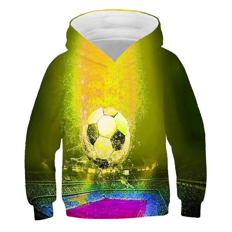 2023 herbst Winter Kinder Jungen Hoodie Langarm 3D Druck Fußball Mädchen Freizeit Sweatshirt Täglichen Aktive mode Streetwear Sport 130 von Joom DACH