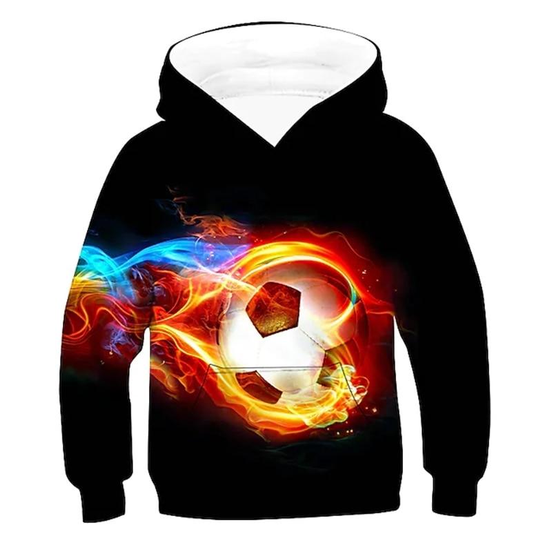 2023 herbst Winter Kinder Jungen Hoodie Langarm 3D Druck Fußball Mädchen Freizeit Sweatshirt Täglichen Aktive mode Streetwear Sport 140 von Joom DACH