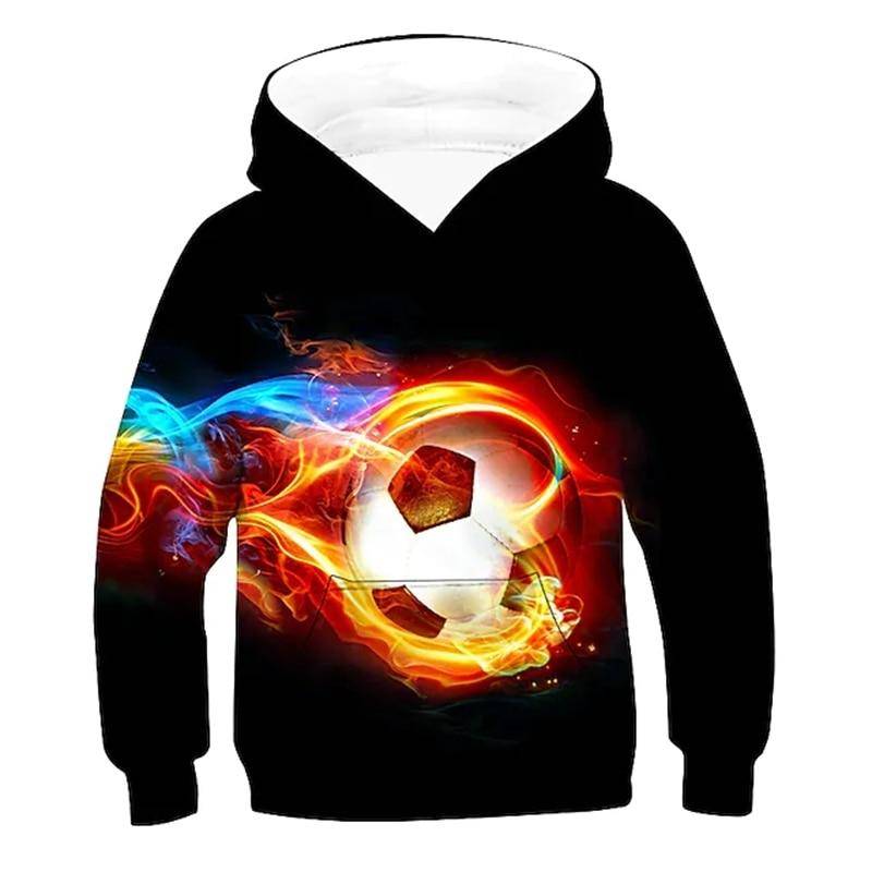 2023 herbst Winter Kinder Jungen Hoodie Langarm 3D Druck Fußball Mädchen Freizeit Sweatshirt Täglichen Aktive mode Streetwear Sport 140 von Joom DACH