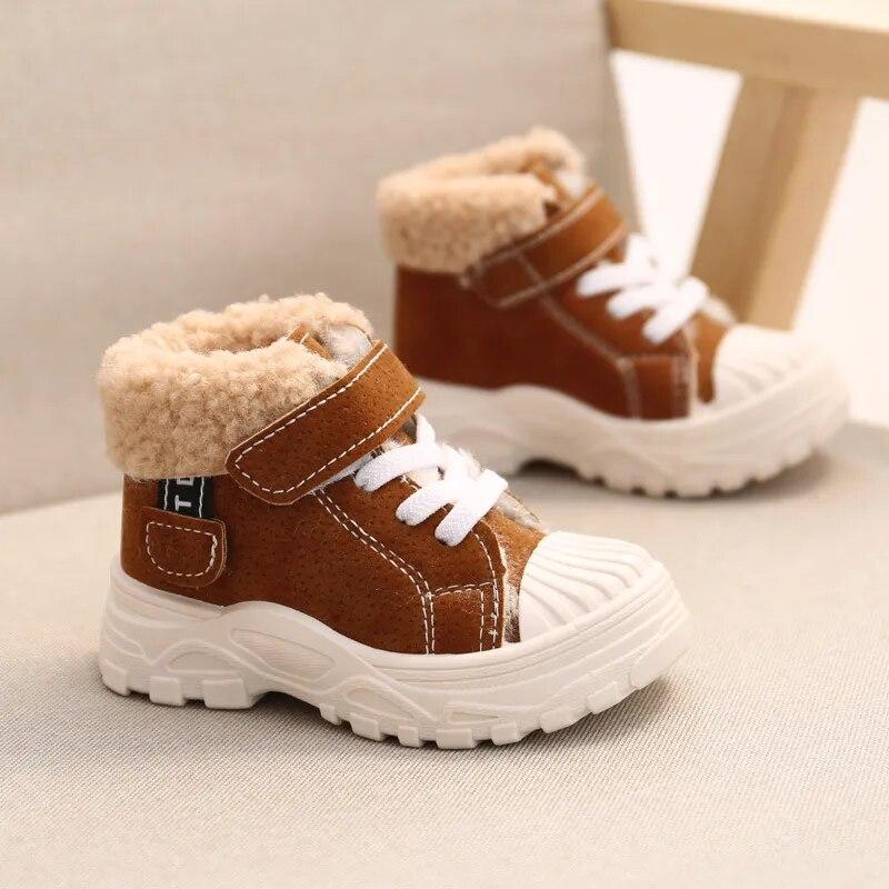 2023 kinder Warme Stiefel Winter Jungen Plus Verdicken Samt Baumwolle Schuhe Mädchen Wasserdichte Kurze Stiefel Baby Baumwolle Stiefel 22 braun von Joom DACH
