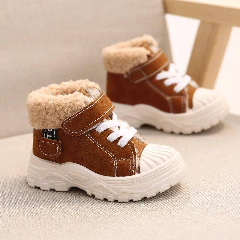 2023 kinder Warme Stiefel Winter Jungen Plus Verdicken Samt Baumwolle Schuhe Mädchen Wasserdichte Kurze Stiefel Baby Baumwolle Stiefel 22 braun von Joom DACH
