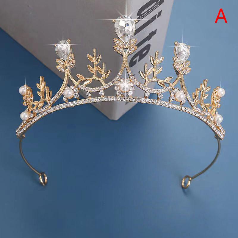 2023 neue Frauen Mädchen Silber Farbe Crown Headwear Koreanische Kristall Tiara Mode Geburtstag Kleid Strass Crown Haar Zubehör A von Joom DACH