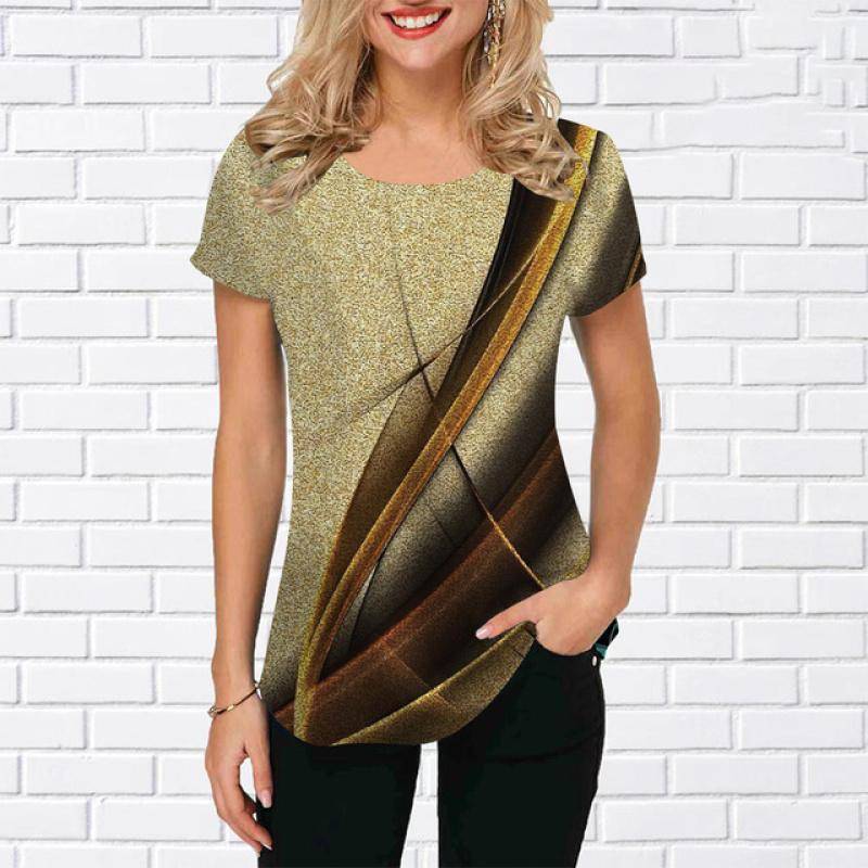 2023 neue Frauen T-Shirt 3d Geometrische Muster Drucken Tops Tees Sommer Mode Kurzarm Streetwear T-Shirts Für Frauen Kleidung M von Joom DACH