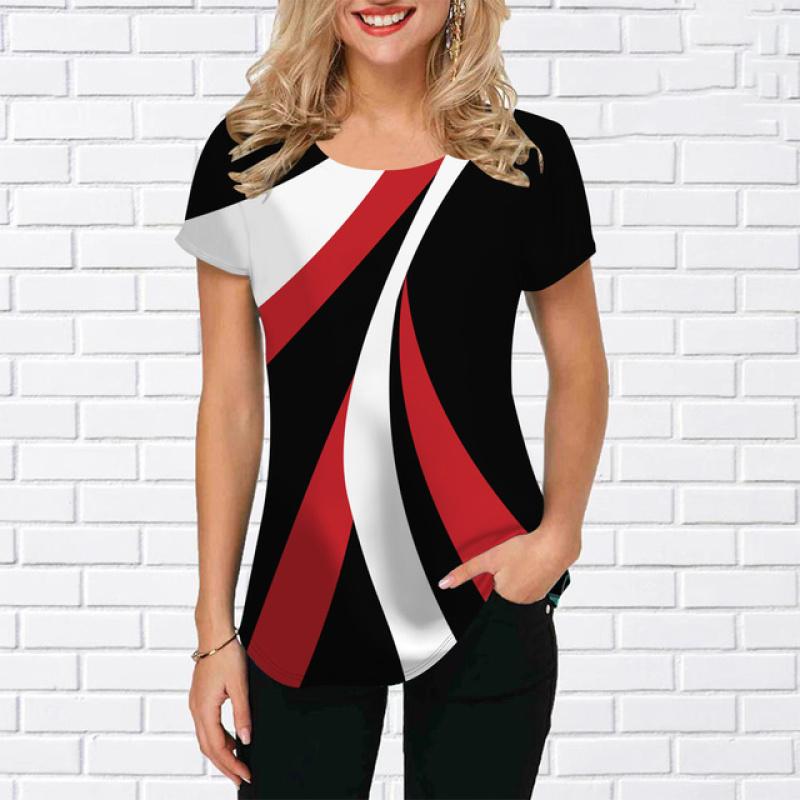 2023 neue Frauen T-Shirt 3d Geometrische Muster Drucken Tops Tees Sommer Mode Kurzarm Streetwear T-Shirts Für Frauen Kleidung XL von Joom DACH