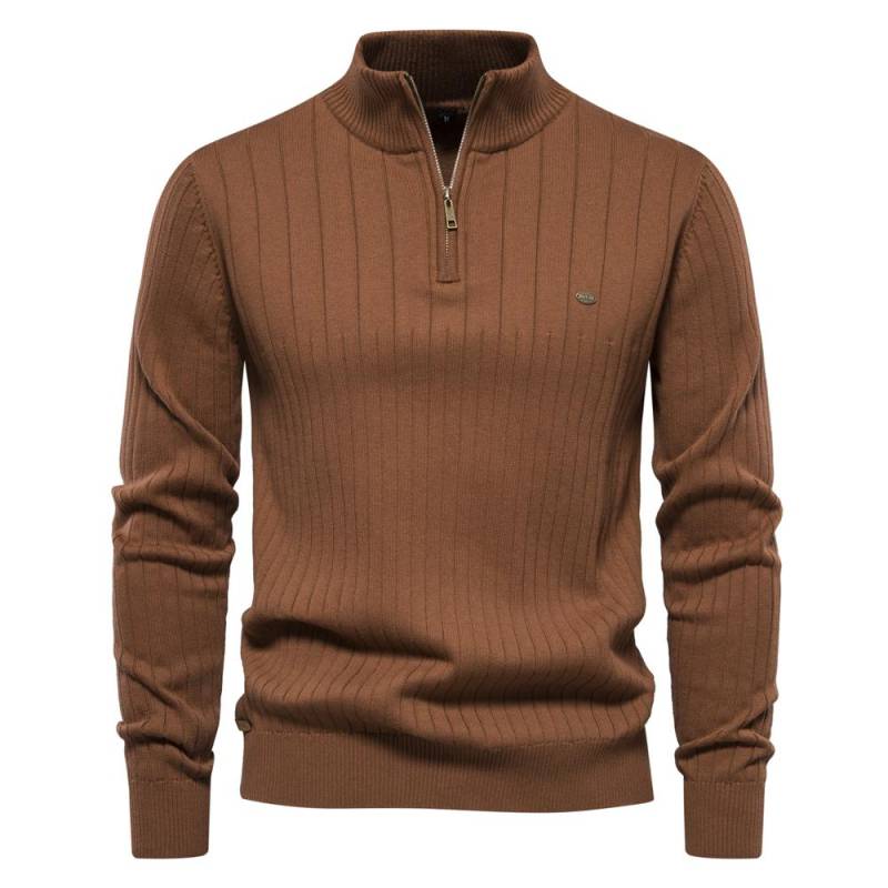 2023 neue Herbst Zipper Pullover Pullover für Männer Hohe Qualität Warme Winter Stehkragen Baumwolle Gestrickte Pullover Männer L 75-85 kg braun von Joom DACH