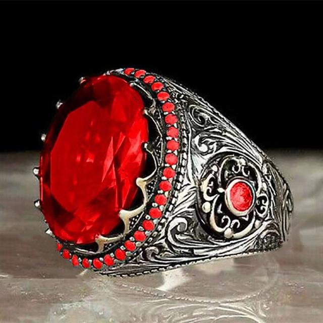 2023 neue Intarsien Rot Smaragd männer Ring Türkei Retro Dominierenden Persönlichkeit Ring, Um Die Bankett Hochwertige schmuck 10 von Joom DACH