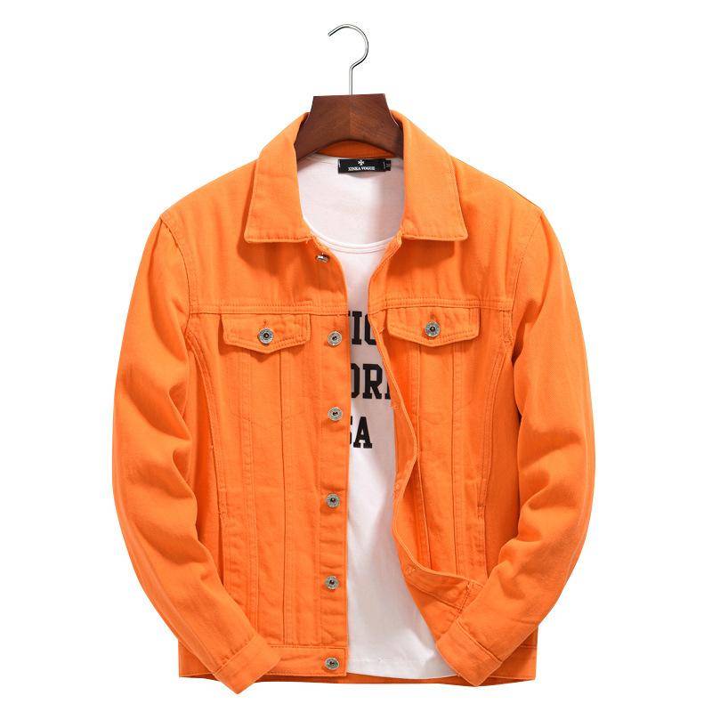 2023 neue Schlanke Herren Jacken Und Mäntel Casual Denim Jacke Männer Veste Homme Männer Jeans Jacke Männlich Lila Orange XL von Joom DACH
