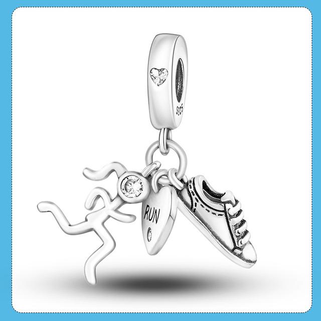 2023 neue Sport Anhänger 925 Splitter Running Girl Charm Perlen fit Marke Armband Halskette Schmuck Machen Mädchen von Joom DACH