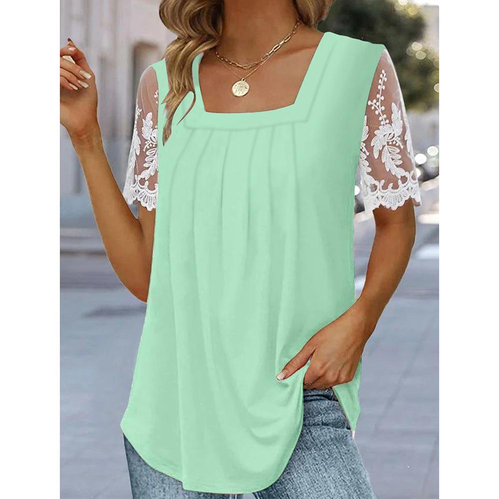 2023 sommer Mädchen Chic Sexy Square Neck Spitze Floral Bedruckte Frauen Outwear Aushöhlen Kurzarm Blusen Urlaub Shirts XL grün 2023 sommer Mädchen Chic Sexy Square Neck Spitze Floral Bedruckte Frauen Outwear Aushöhlen Kurzarm Blusen Urlaub Shirts XL grün von Joom DACH