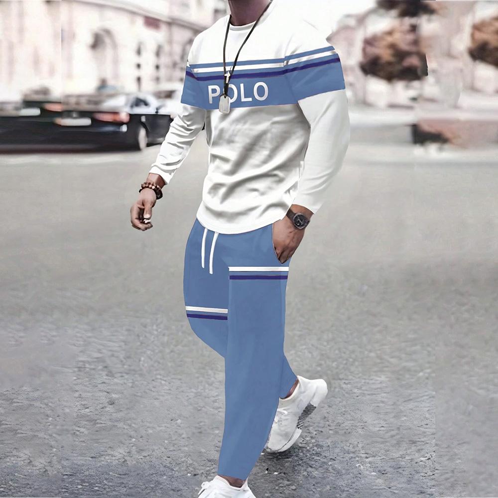 2024 2-teiliges Trainingsanzug-Set für Herren, Jogginganzüge, lässiger Streifendruck, langärmeliges T-Shirt und Jogginghose mit Kordelzug M 2024 2-teiliges Trainingsanzug-Set für Herren, Jogginganzüge, lässiger Streifendruck, langärmeliges T-Shirt und Jogginghose mit Kordelzug M von Joom DACH
